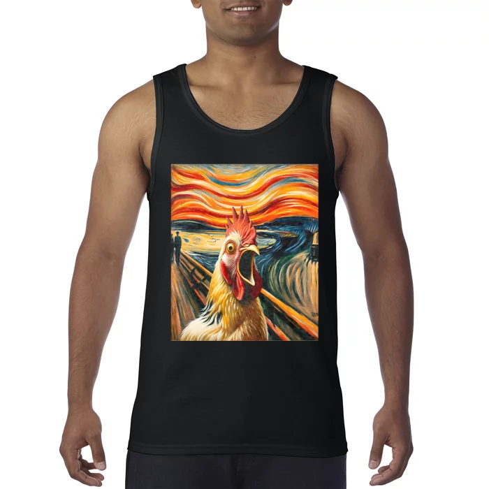 Expressionist Scream Chicken Lovers | Artistic Chicken Tank Top