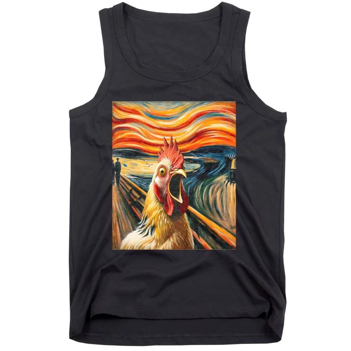 Expressionist Scream Chicken Lovers | Artistic Chicken Tank Top