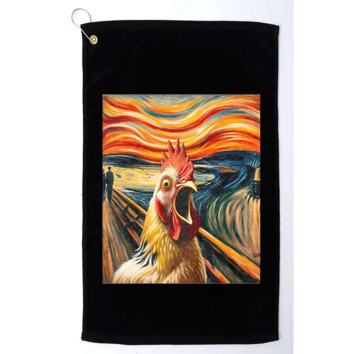 Expressionist Scream Chicken Lovers | Artistic Chicken Platinum Collection Golf Towel