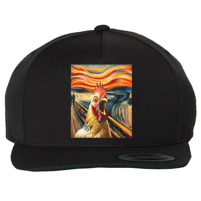 Expressionist Scream Chicken Lovers | Artistic Chicken Wool Snapback Cap