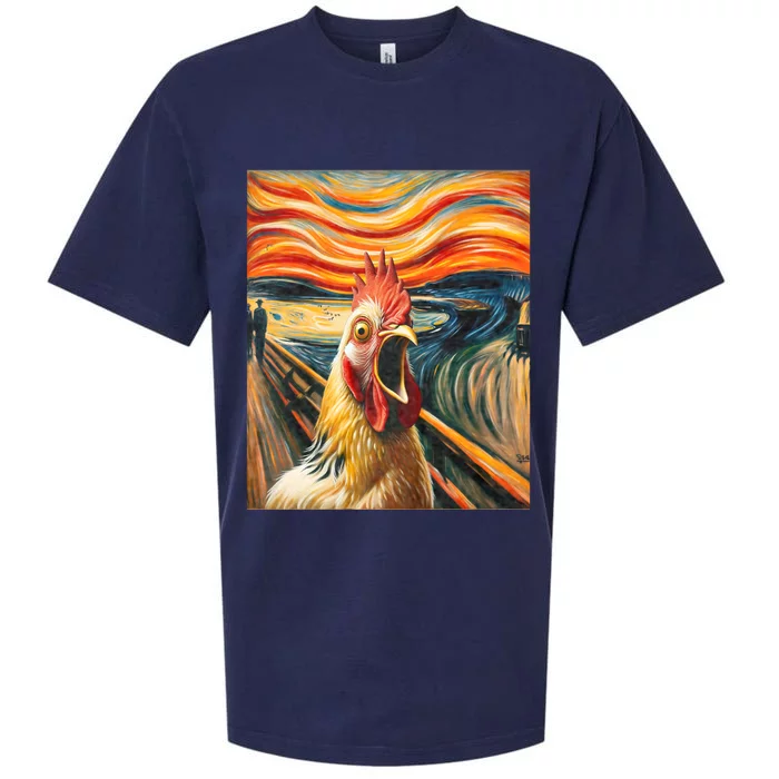 Expressionist Scream Chicken Lovers | Artistic Chicken Sueded Cloud Jersey T-Shirt