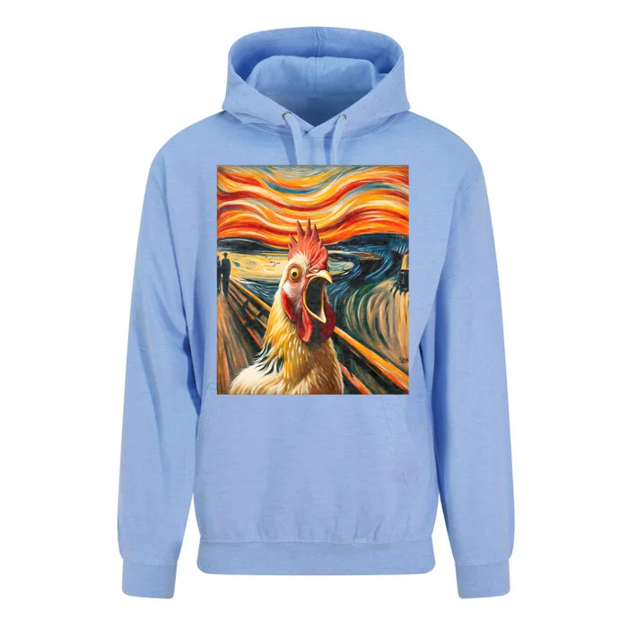 Expressionist Scream Chicken Lovers | Artistic Chicken Unisex Surf Hoodie