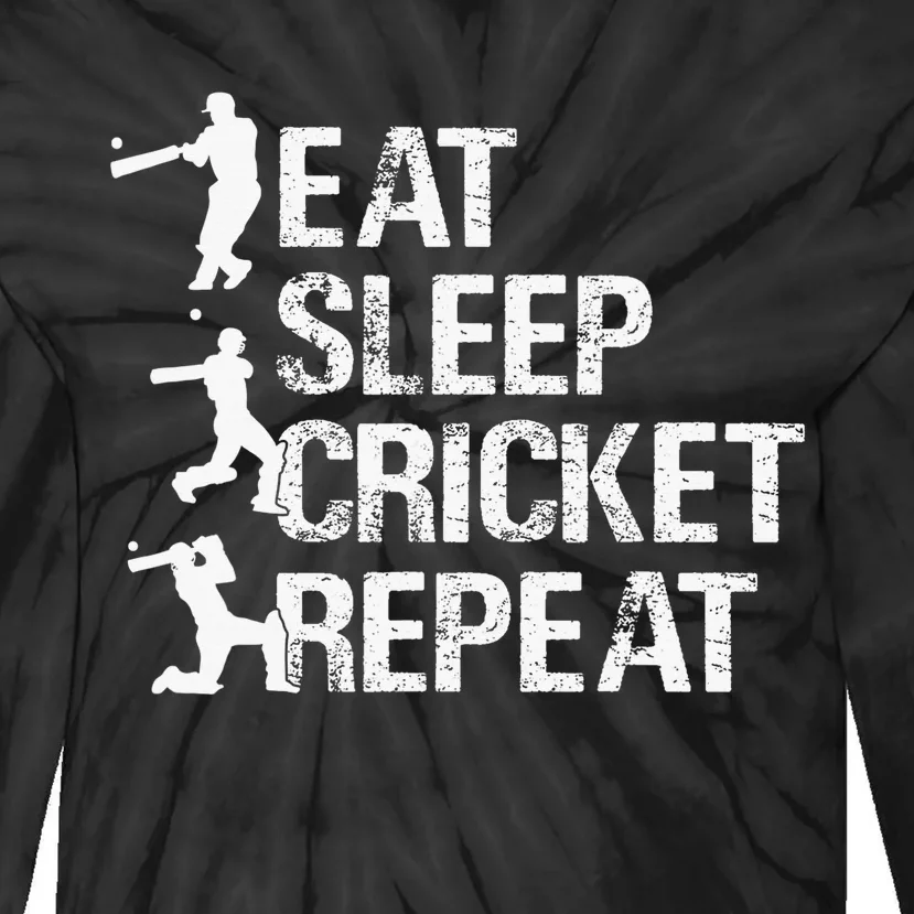 Eat Sleep Cricket Repeat Gift Sports Tie-Dye Long Sleeve Shirt