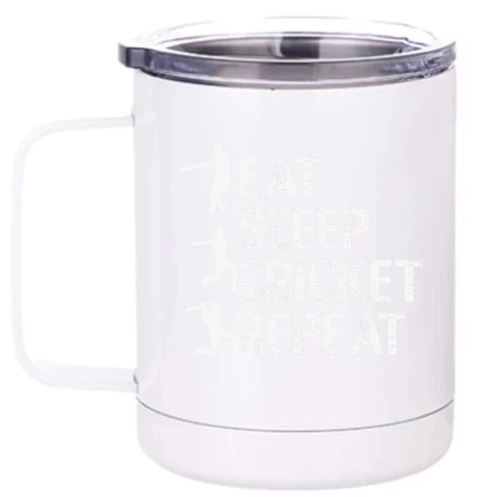 Eat Sleep Cricket Repeat Gift Sports Front & Back 12oz Stainless Steel Tumbler Cup