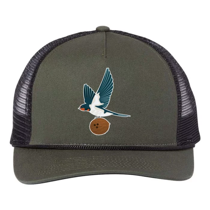 European Swallow Carrying A Coconut Holy Grail Great Gift Retro Rope Trucker Hat Cap