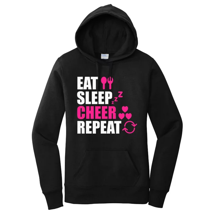 Eat Sleep Cheer Repeat vintage Cheering Squad Women's Pullover Hoodie