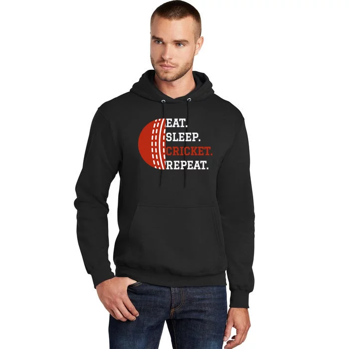 Eat Sleep Cricket Repeat Player Lover Fan Funny Tall Hoodie