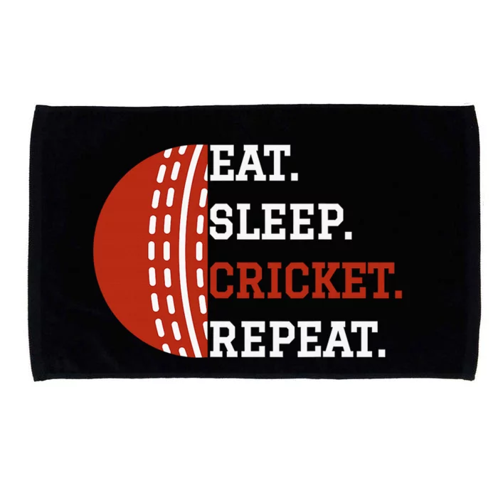 Eat Sleep Cricket Repeat Player Lover Fan Funny Microfiber Hand Towel