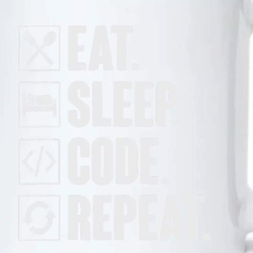 Eat Sleep Code Repeat Funny Coding Coder Programmer Black Color Changing Mug