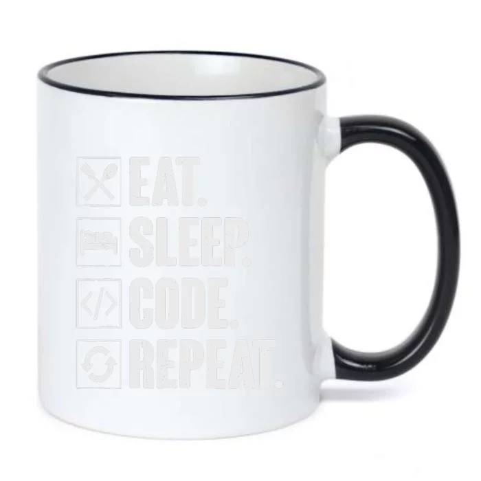 Eat Sleep Code Repeat Funny Coding Coder Programmer Black Color Changing Mug