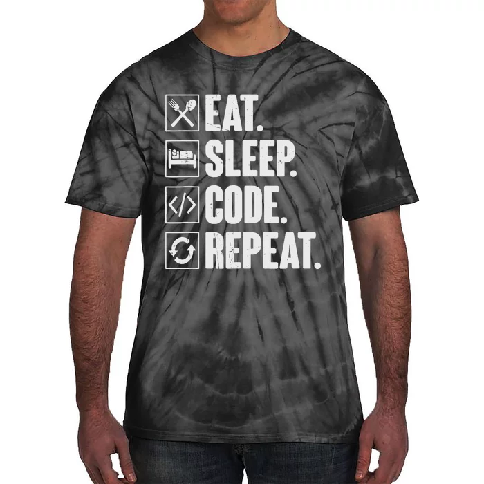 Eat Sleep Code Repeat Funny Coding Coder Programmer Tie-Dye T-Shirt