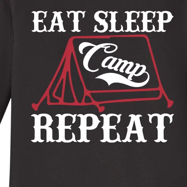 Eat Sleep Camp Repeat Baby Long Sleeve Bodysuit