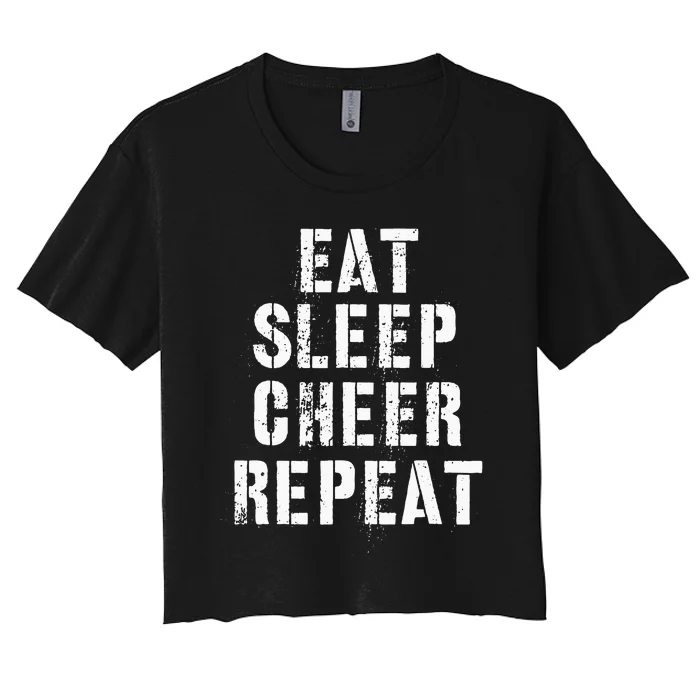 Eat Sleep Cheer Repeat Cheerleading Team Cheerleader Squad Women's Crop Top Tee