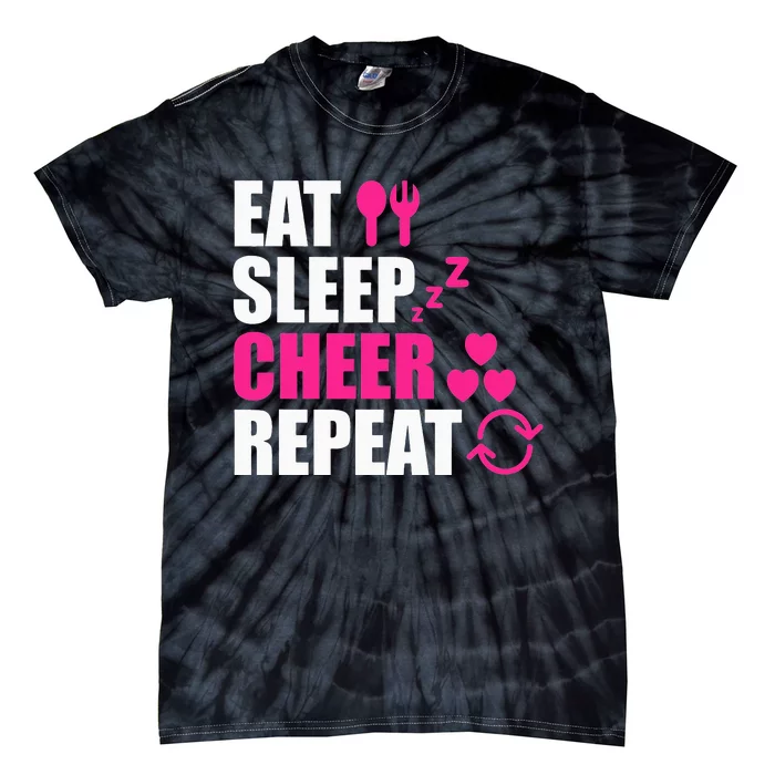 Eat Sleep Cheer Repeat Funny Cheerleader Cheering Squad Gag Tie-Dye T-Shirt