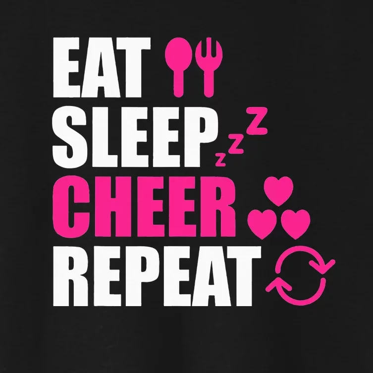 Eat Sleep Cheer Repeat Funny Cheerleader Cheering Squad Gag Women's Crop Top Tee