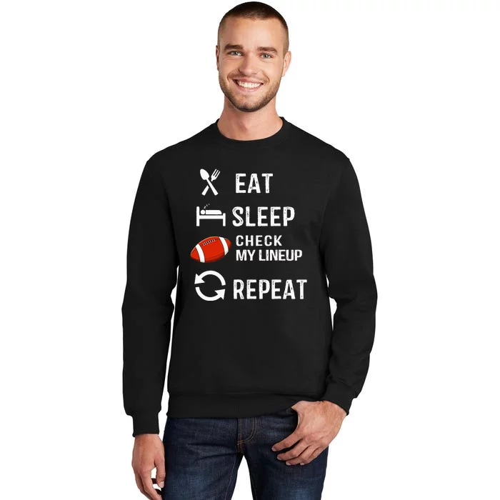 Eat Sleep Check My Lineup Repeat Retro Fantasy Football Sweatshirt