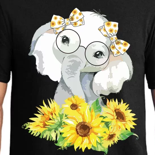 Elephant Sunflower Cute Elephant Love Sunflower Pajama Set