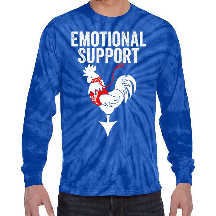 Emotional Support Chicken Emotional Support Cock Tie-Dye Long Sleeve Shirt