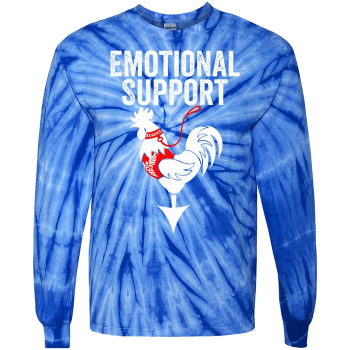 Emotional Support Chicken Emotional Support Cock Tie-Dye Long Sleeve Shirt