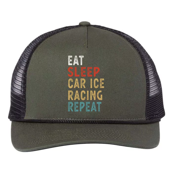 Eat Sleep Car Ice Racing Repeat Funny Player Gift Idea Meaningful Gift Retro Rope Trucker Hat Cap