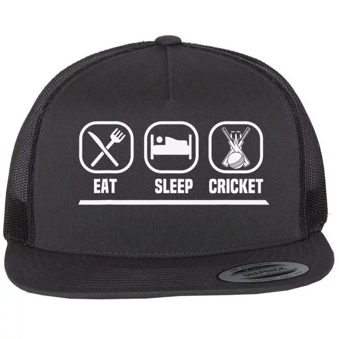 Eat Sleep Cricket Repeat Vintage Style Cricket Coach Player Flat Bill Trucker Hat