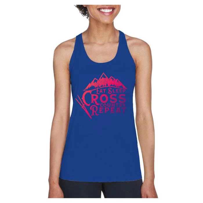 Eat Sleep Cross Country Repeat Xc Skiing CrossCountry Ski Gift Women's Racerback Tank