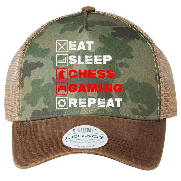 Eat Sleep Chess Gaming Repeat Funny Chess And Gaming Lover Gift Legacy Tie Dye Trucker Hat