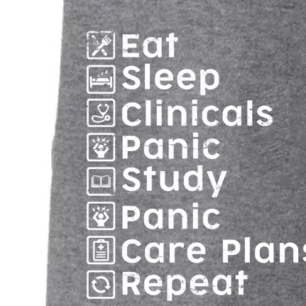 Eat Sleep Clinicals Panic Study Repeat Nurse Cute Gift Doggie 3-End Fleece Hoodie