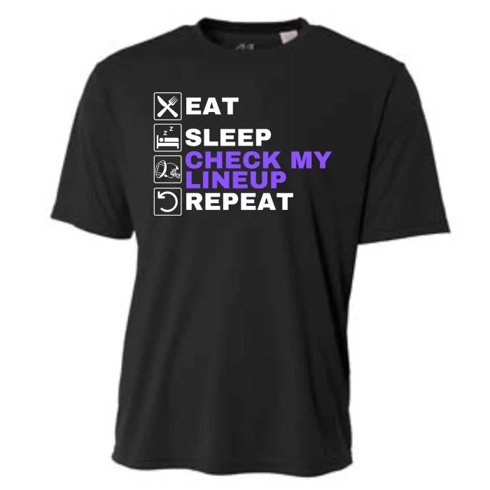 Eat Sleep Check My Lineup Repeat Fantasy Football Design Fantasy Football Wizard Cooling Performance Crew T-Shirt