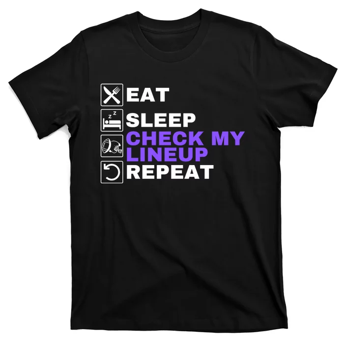 Eat Sleep Check My Lineup Repeat Fantasy Football Design Fantasy Football Wizard T-Shirt