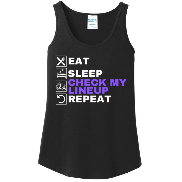 Eat Sleep Check My Lineup Repeat Fantasy Football Design Fantasy Football Wizard Ladies Essential Tank