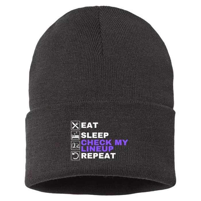 Eat Sleep Check My Lineup Repeat Fantasy Football Design Fantasy Football Wizard Sustainable Knit Beanie