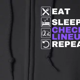 Eat Sleep Check My Lineup Repeat Fantasy Football Design Fantasy Football Wizard Full Zip Hoodie