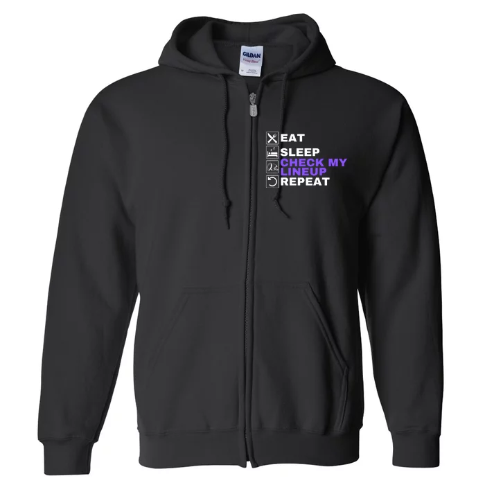 Eat Sleep Check My Lineup Repeat Fantasy Football Design Fantasy Football Wizard Full Zip Hoodie