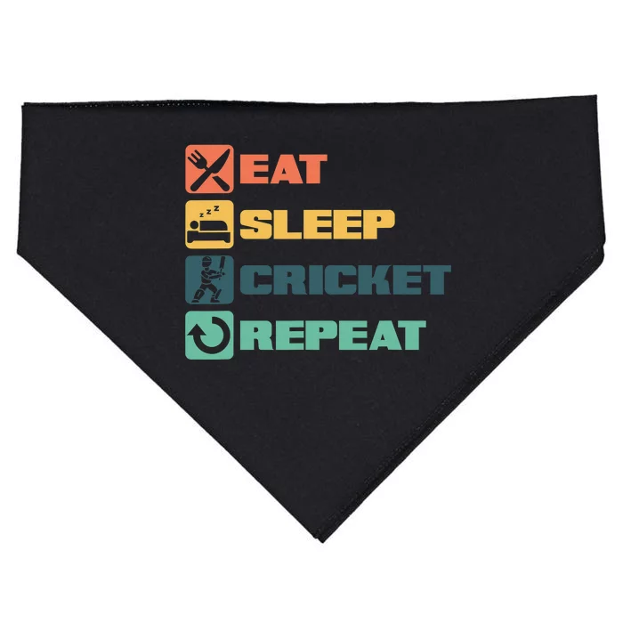 Eat Sleep Cricket Repeat Cricketer Bat Ball Game Bowle USA-Made Doggie Bandana