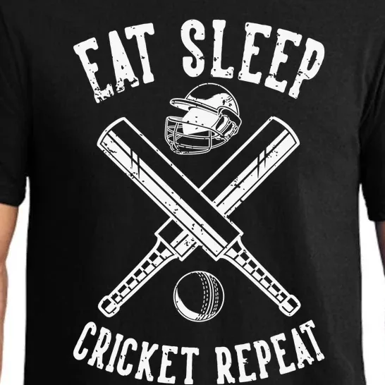 Eat Sleep Cricket Repea Cricketer Batsman Batting Bowling Pajama Set