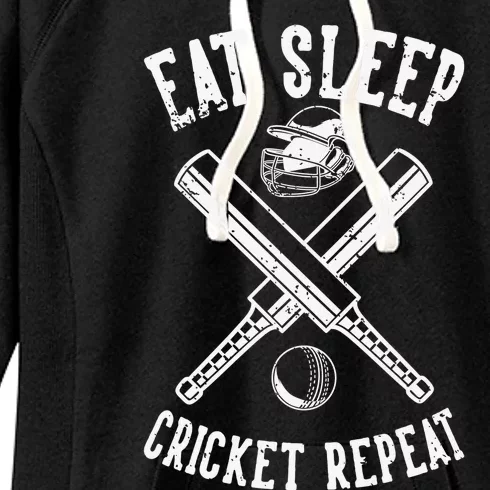 Eat Sleep Cricket Repea Cricketer Batsman Batting Bowling Women's Fleece Hoodie