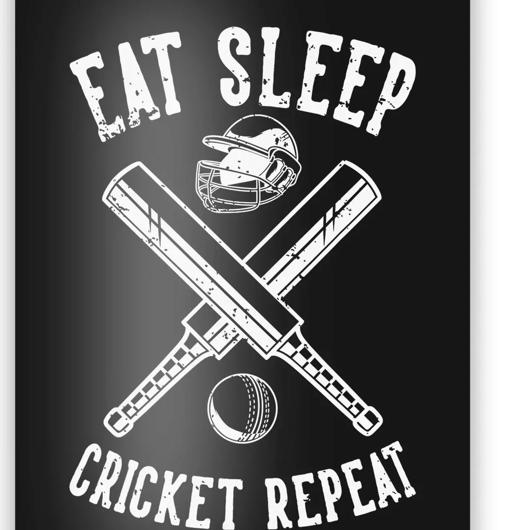 Eat Sleep Cricket Repea Cricketer Batsman Batting Bowling Poster