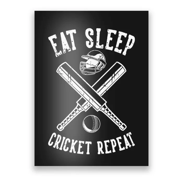 Eat Sleep Cricket Repea Cricketer Batsman Batting Bowling Poster