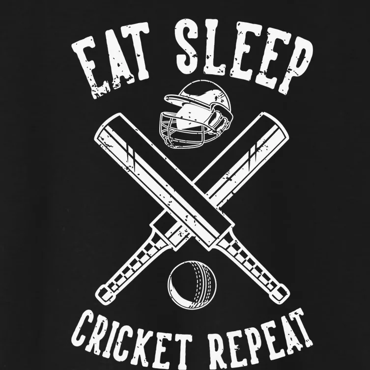 Eat Sleep Cricket Repea Cricketer Batsman Batting Bowling Women's Crop Top Tee