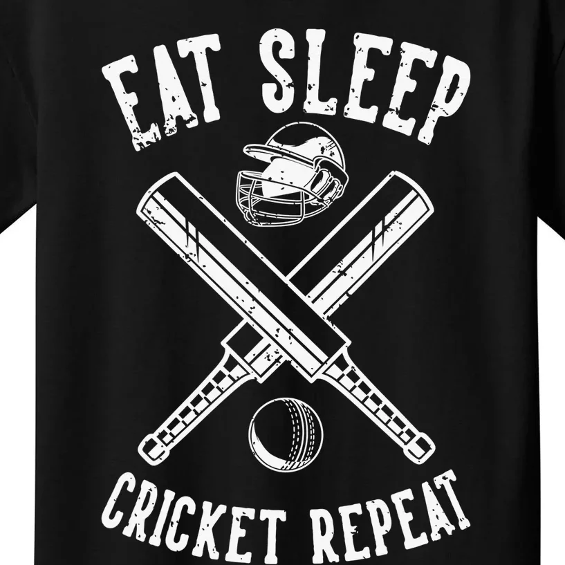 Eat Sleep Cricket Repea Cricketer Batsman Batting Bowling Kids T-Shirt