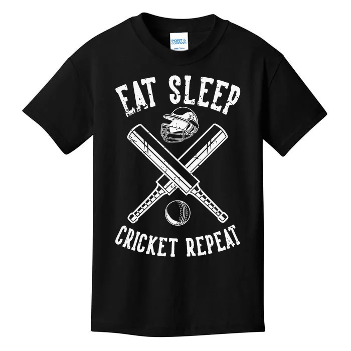 Eat Sleep Cricket Repea Cricketer Batsman Batting Bowling Kids T-Shirt