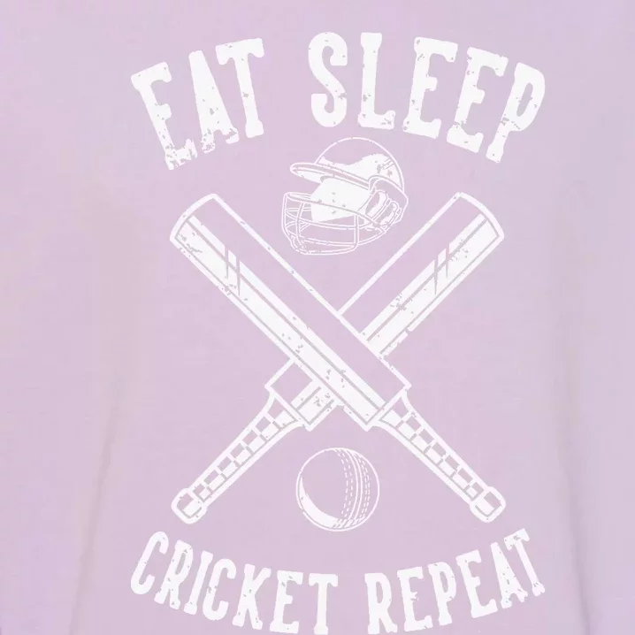 Eat Sleep Cricket Repea Cricketer Batsman Batting Bowling Garment-Dyed Sweatshirt