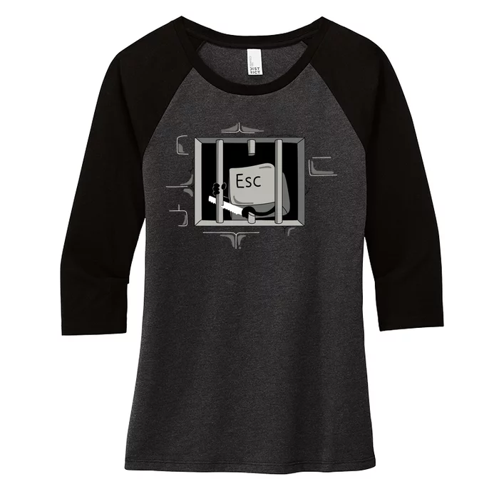 Escape Key Women's Tri-Blend 3/4-Sleeve Raglan Shirt