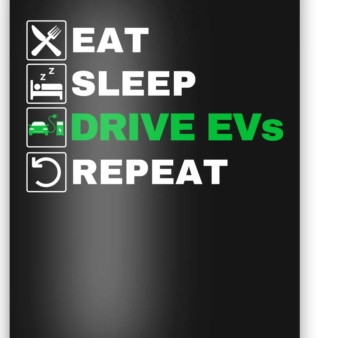 Eat Sleep Drive EVs, Drive Electric, Funny Electric Vehicle Poster