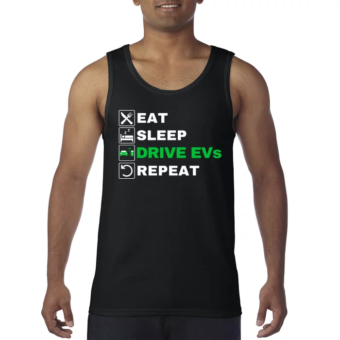 Eat Sleep Drive EVs, Drive Electric, Funny Electric Vehicle Tank Top