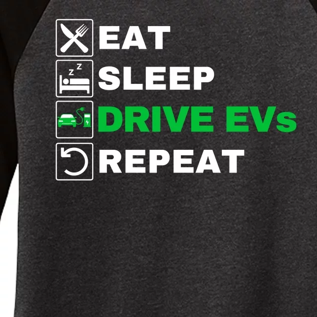 Eat Sleep Drive EVs, Drive Electric, Funny Electric Vehicle Women's Tri-Blend 3/4-Sleeve Raglan Shirt