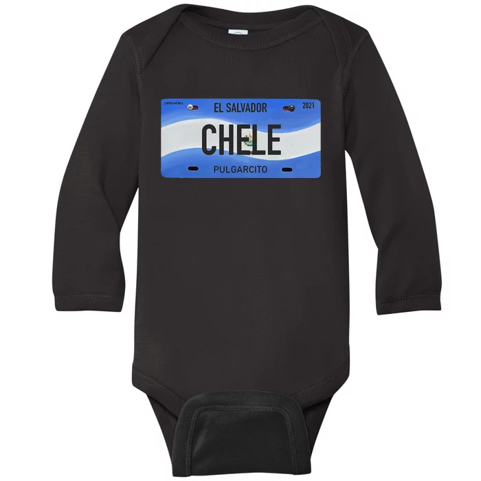 El Salvador Design With Typical Phrases Chele Baby Long Sleeve Bodysuit