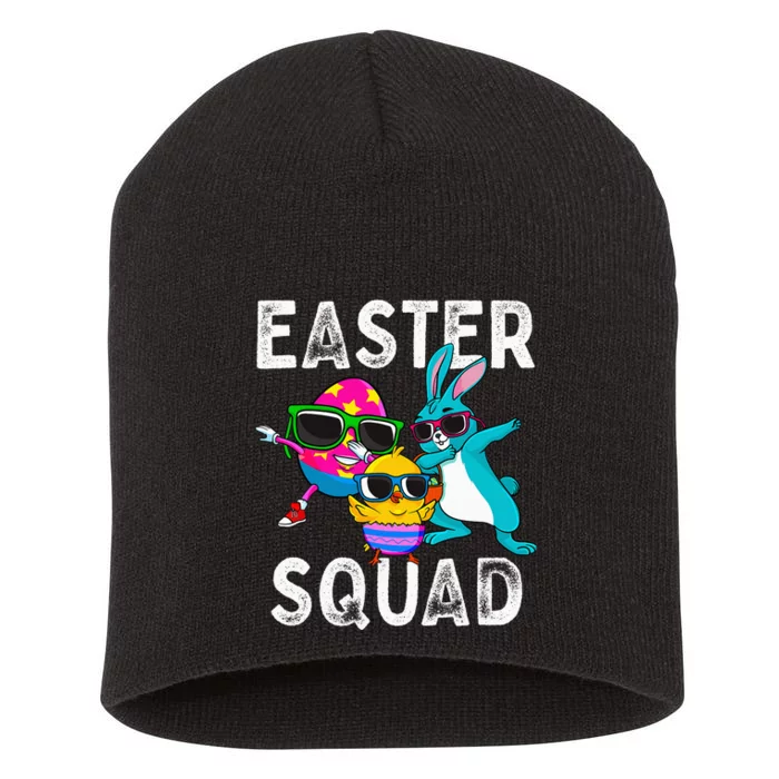 Easter Squad Dabbing Bunny Chick Egg Hunting Matching Family Short Acrylic Beanie