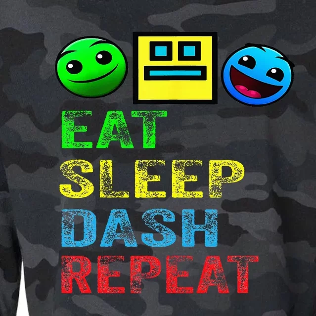 Eat Sleep Dash Repeat Video Game Geometry Cropped Pullover Crew